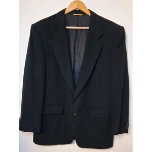 Vtg 100% Camel Hair Black Blazer 42R Sport Coat Made In USA
